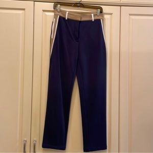 BLDWN Blue tuxedo striped ankle length pants with accents of tan and cream sz sm